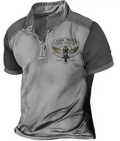 Man wearing a solid colour loose fit polyester golf polo shirt for sports leisure.