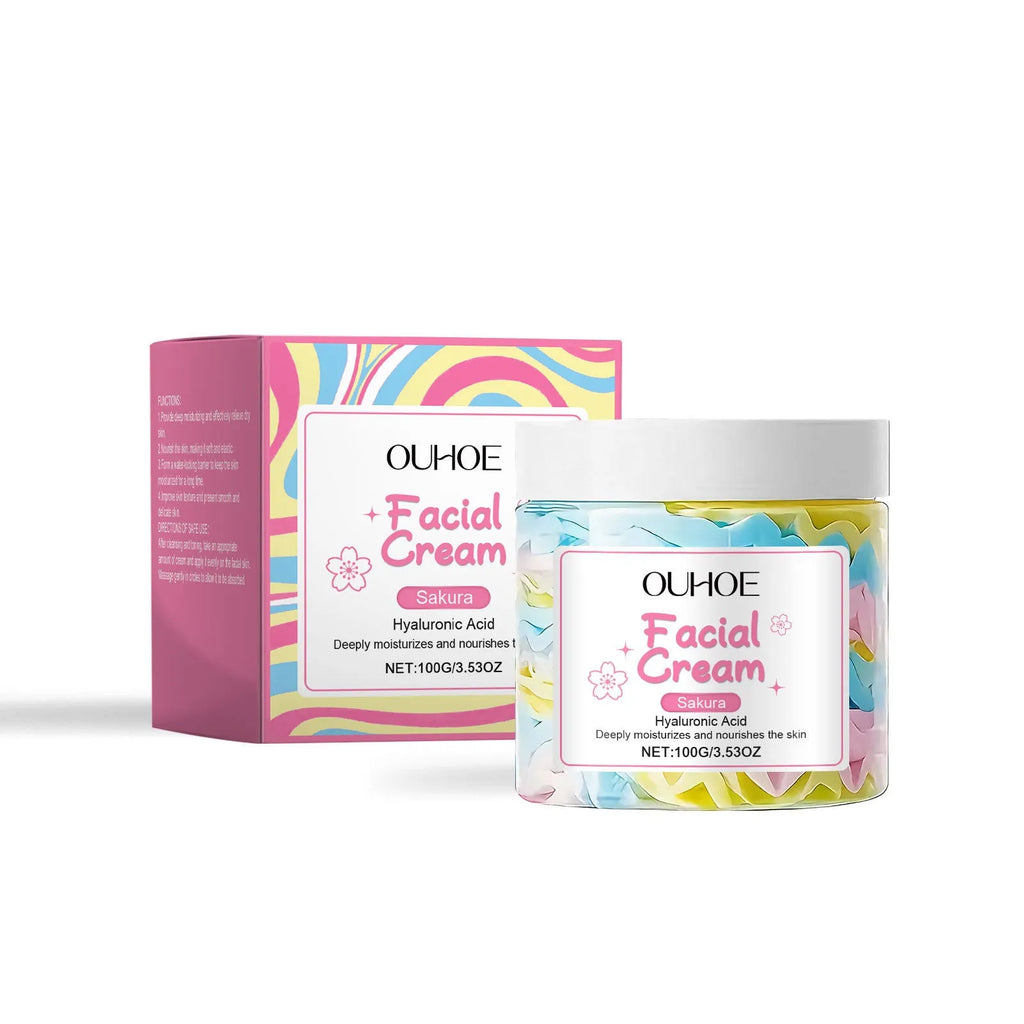 Sakura Butter face cream in a white 5.7cm cubic jar showing 100g net content label.