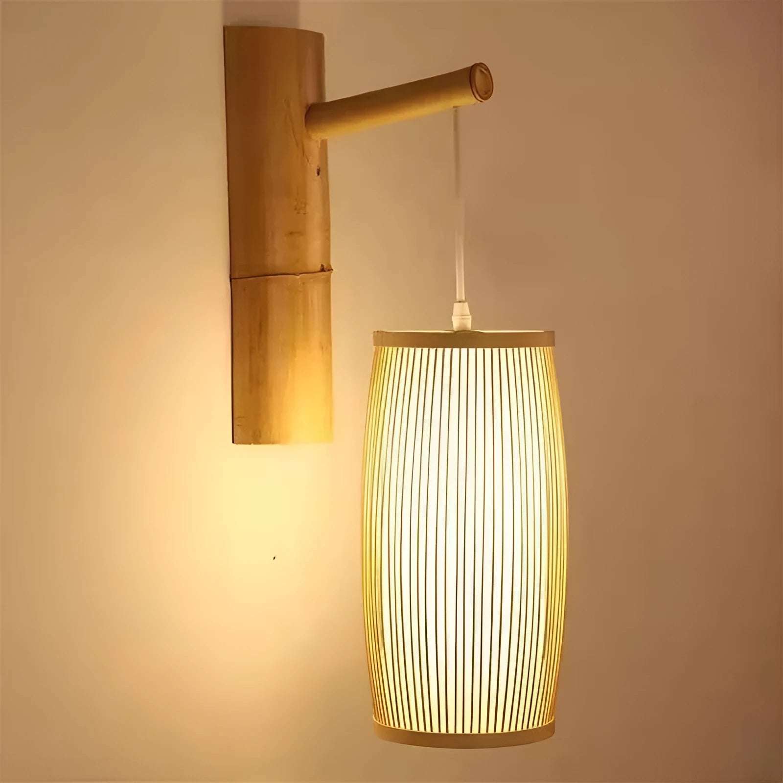 Bamboo plait decoration lamp with woven construction and E27 lamp holder for hallway staircase lighting