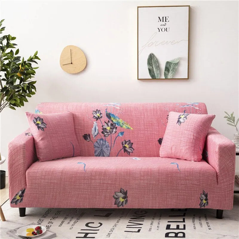 Elastic all-inclusive polyester sofa cover with striped pattern in multiple colours