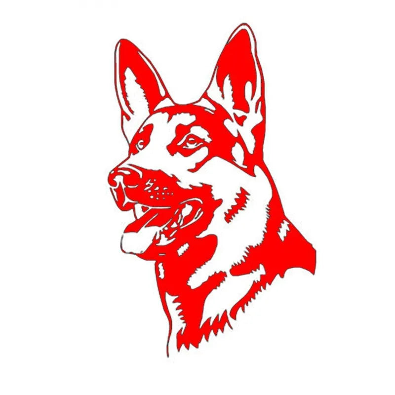Reflective hunting dog bumper sticker with Alsatian German Shepherd design for car windows