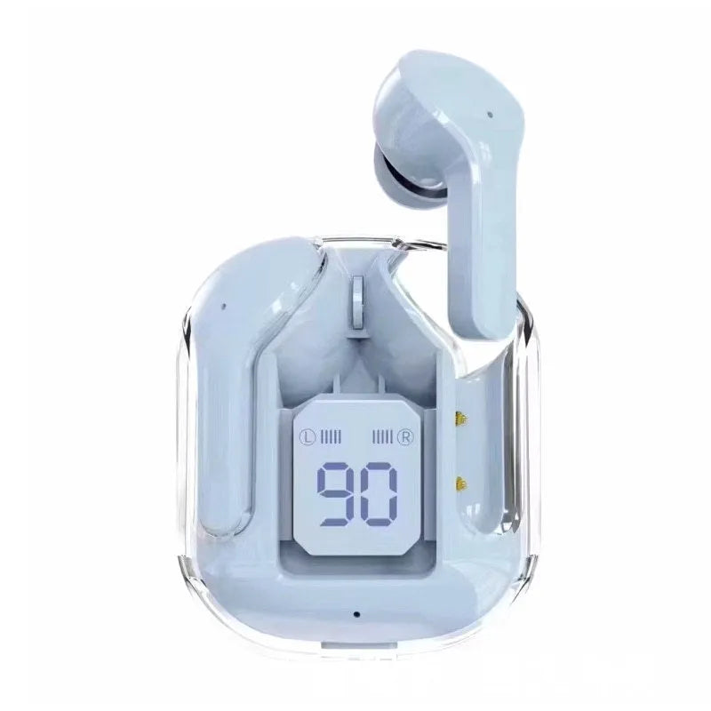 Transparent space capsule case true wireless Bluetooth headset with digital display screen