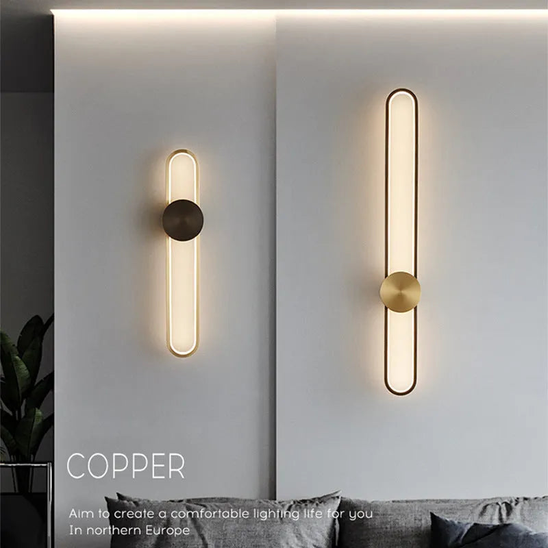 Modern minimalist iron wall lamp with 60cm diameter and warm LED light