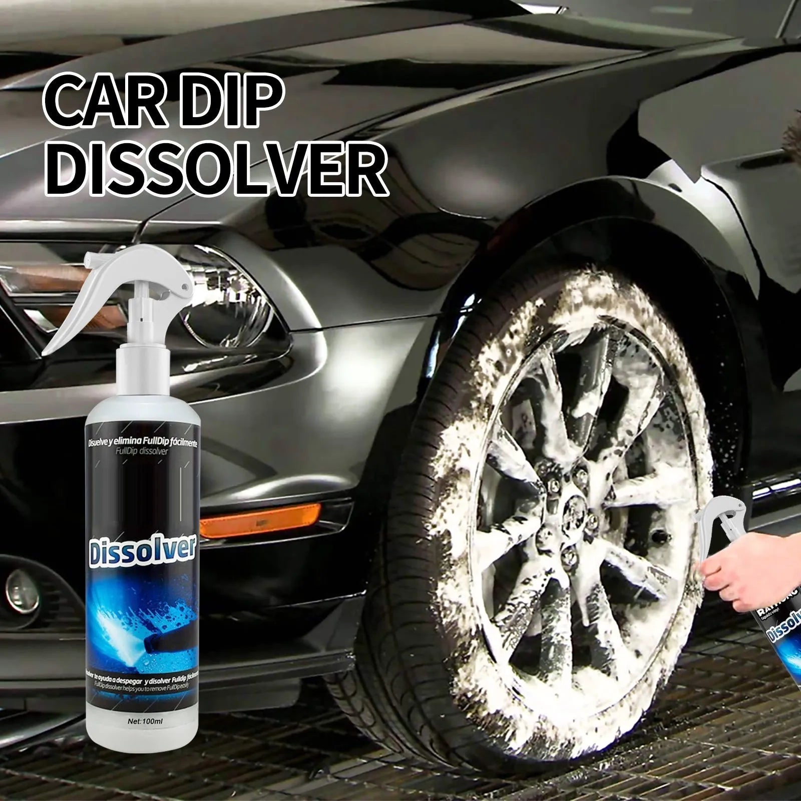 100ml bottle of car foam cleaning spray for paint polishing and seat stain removal
