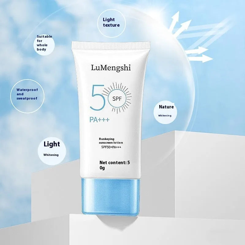 Sunscreen moisturising whitening isolation refreshing cream 50g tube white packaging