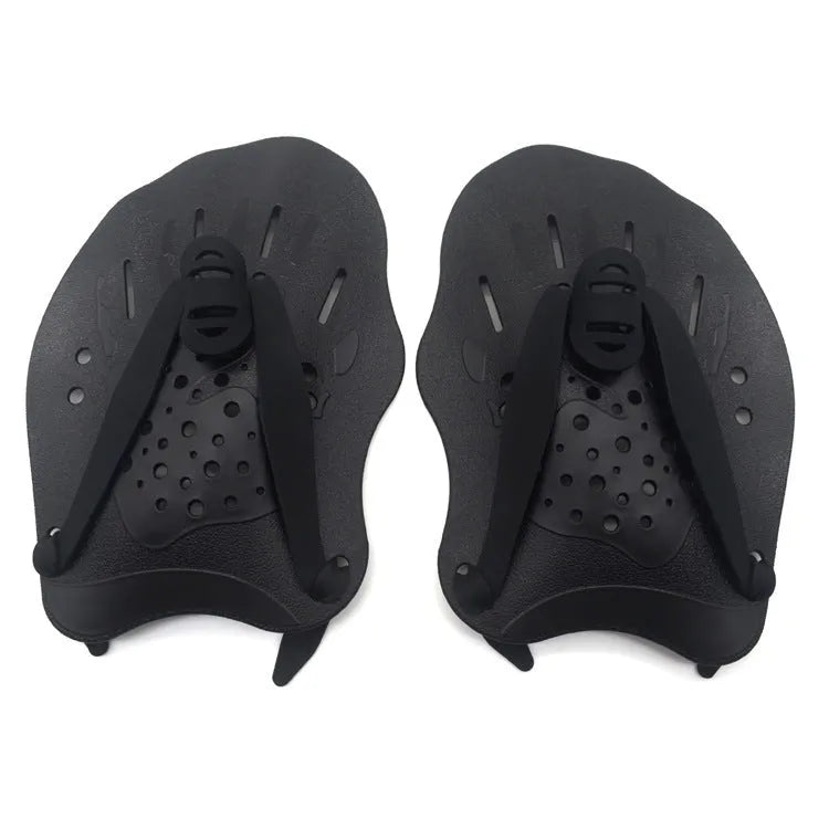 Swimming paddle training aid for freestyle stroke with webbed arm design in multiple colours