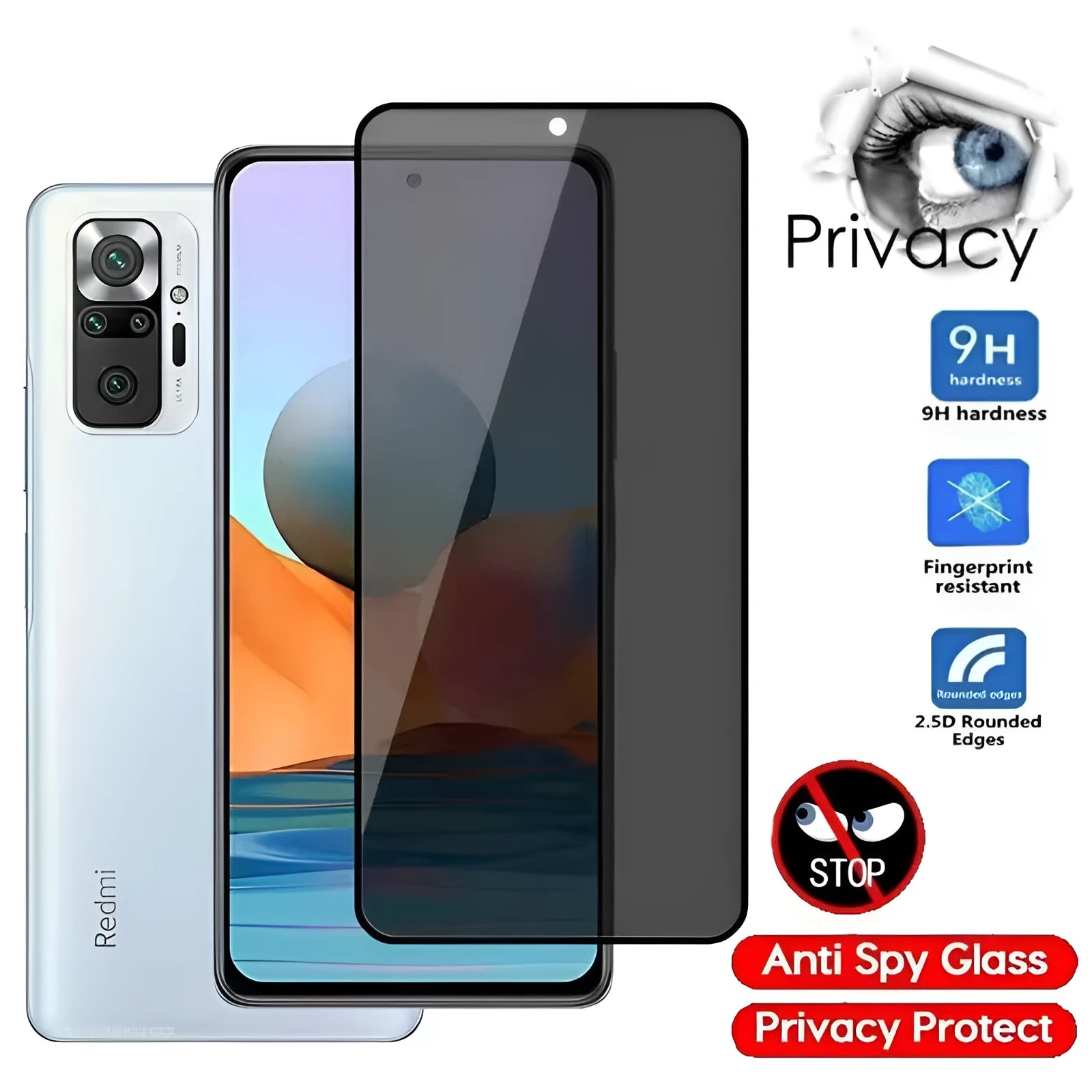 Xiaomi smartphone anti-spy privacy screen protector for Poco and Redmi Note models