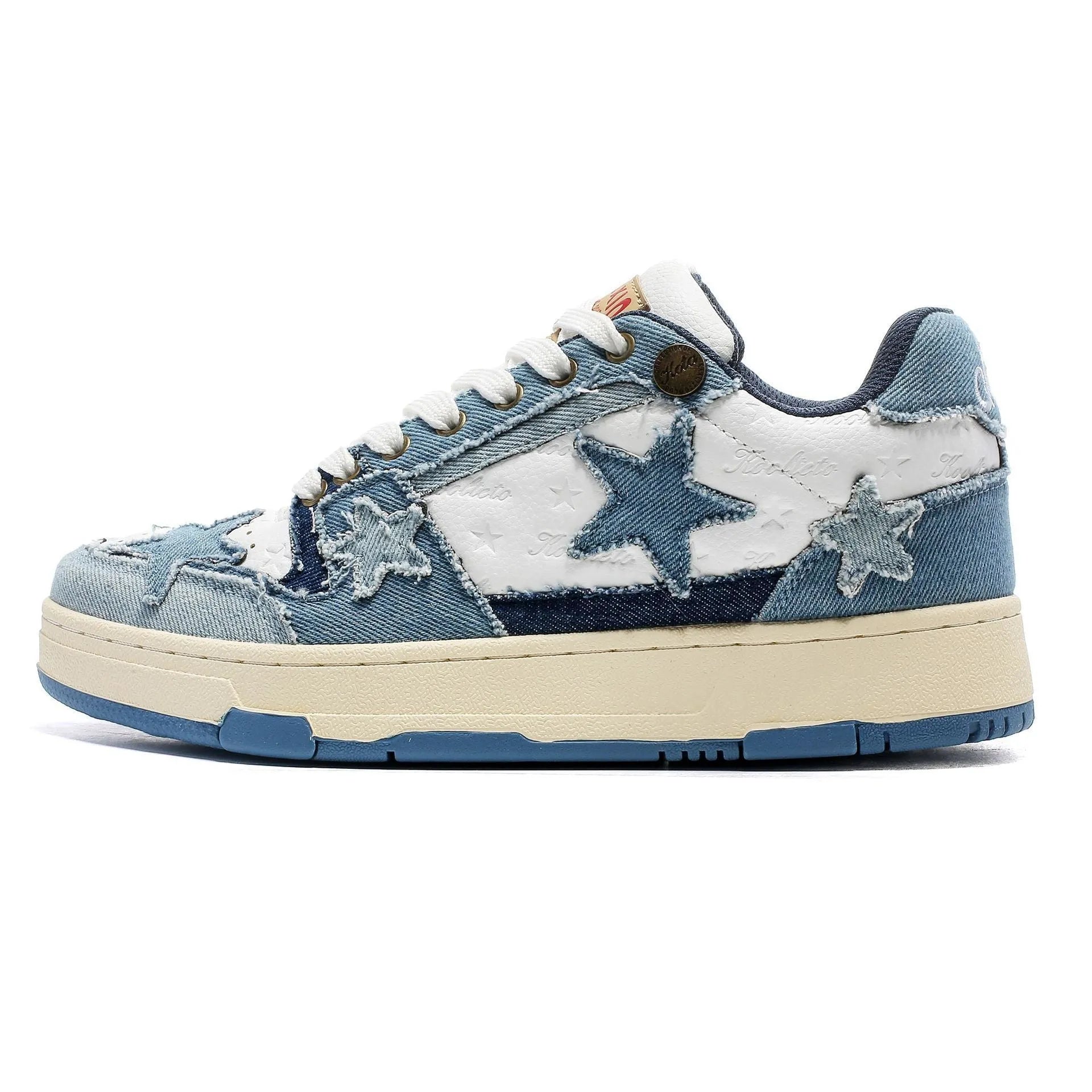 Leather platform running shoes in West Lake dragon well tea colour with round toe and lace-up design