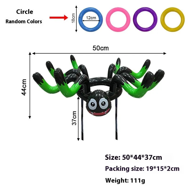 PVC inflatable throwing toy showing octopus, antlers, witch hat, spider, Santa Claus, and rabbit ear styles for Ghost Festival games