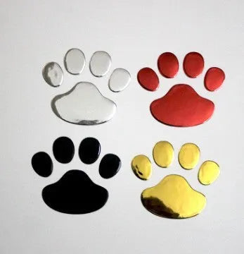 7cm long PVC car sticker with footprint design for bumper application in red, silver, gold or black colours
