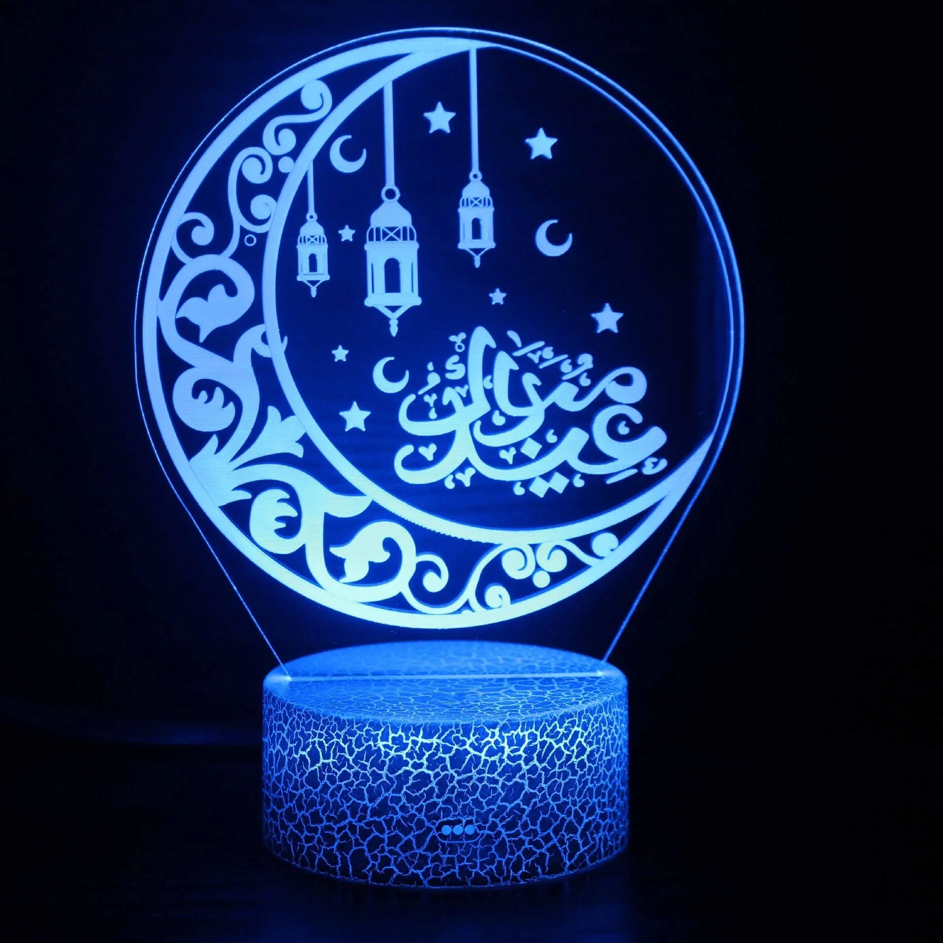 3D cartoon style LED night lamp with USB power cable and touch control base on bedside table