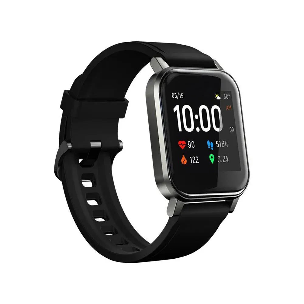 Black waterproof smart bracelet with a 1.4-inch screen on a silicone wrist strap.