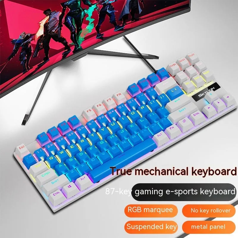 K87 mechanical wired keyboard in choice of eight colours with green axis or red axis switches and metal construction