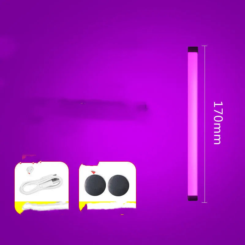 Rechargeable blue and purple LED tube stick photo fill light with dimmable RGB atmosphere lighting