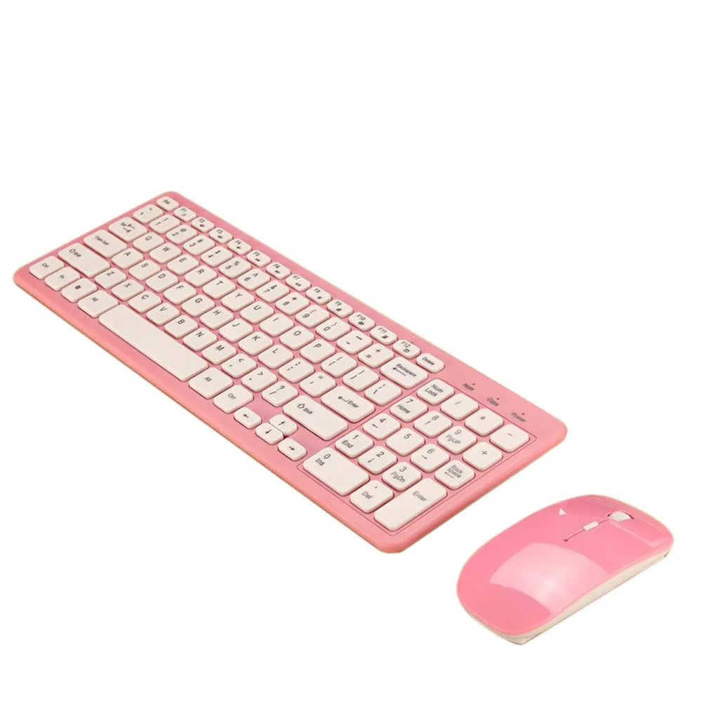 Wireless keyboard and mouse set in choice of four colours with 96-key keyboard and USB receiver