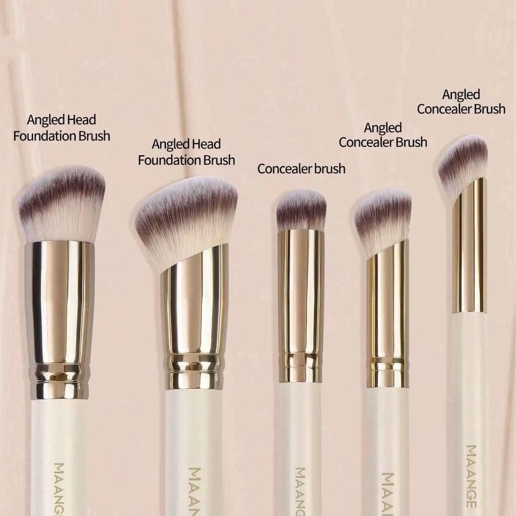 MAANGE angled blush makeup brush set in apricot colour with synthetic hair bristles