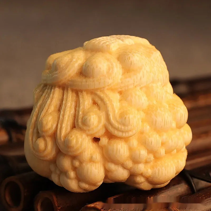 Solid bamboo golden toad princess ornament measuring 5 inches for household decoration