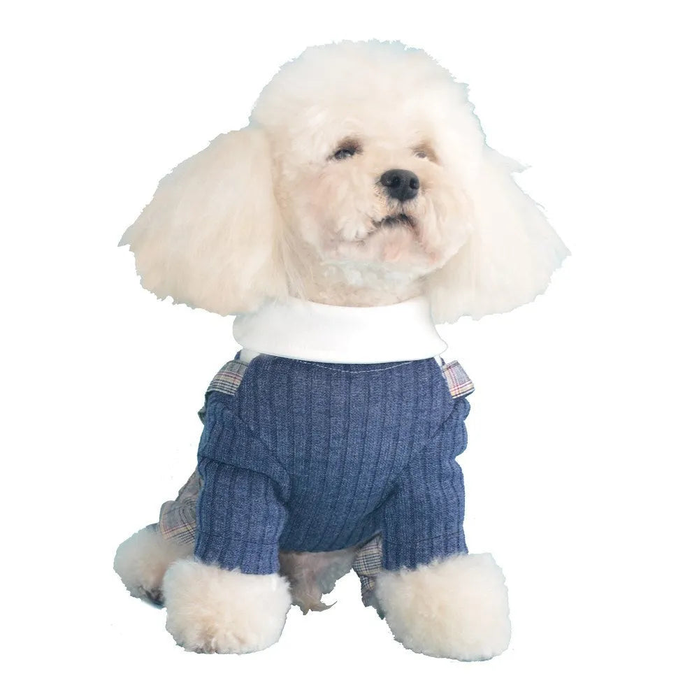 Dark blue or orange cotton dog suit shirt for small to large dogs, sizes S to 2XL