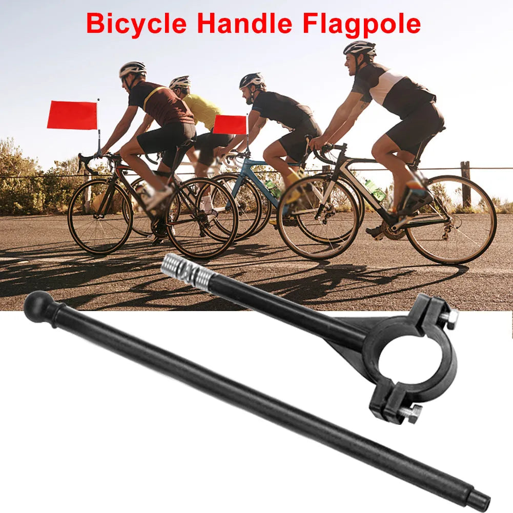 A single square polyester flag on a plastic pole for handlebar mounting.