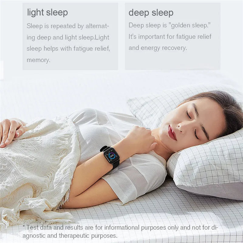 Black waterproof smart bracelet with a 1.4-inch screen on a silicone wrist strap.