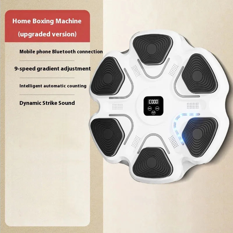 Smart music boxing machine wall target with electronic reaction lights and focus gloves