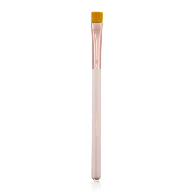 26 pink makeup brushes with wooden handles in portable case