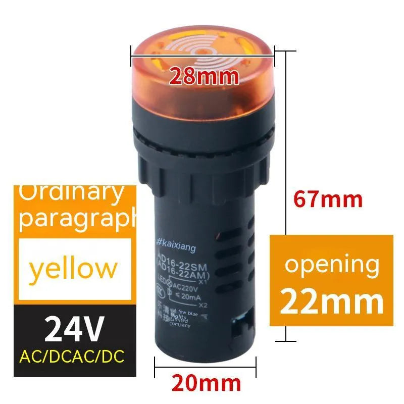 Red AD16-22SM 22mm round flashing sound and light buzzer for panel mounting