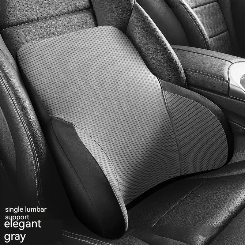 Memory foam car lumbar support and headrest pillow set in knitted fabric with six colour options