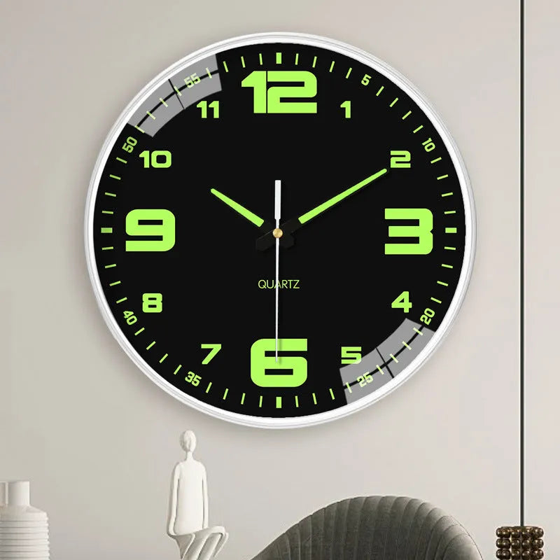 8 inch luminous wall clock with modern plastic shell showing numerals and hands