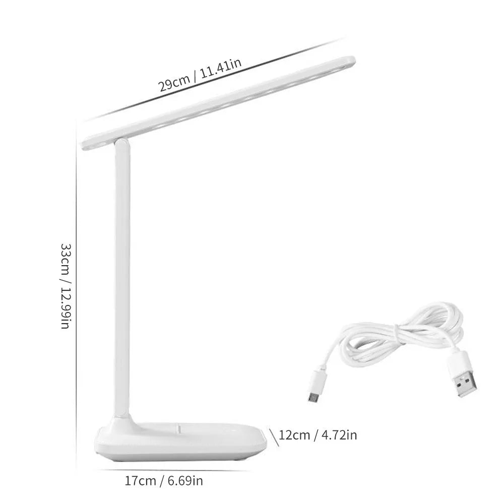 White touch dimming bedside lamp with USB charging for children's bedrooms