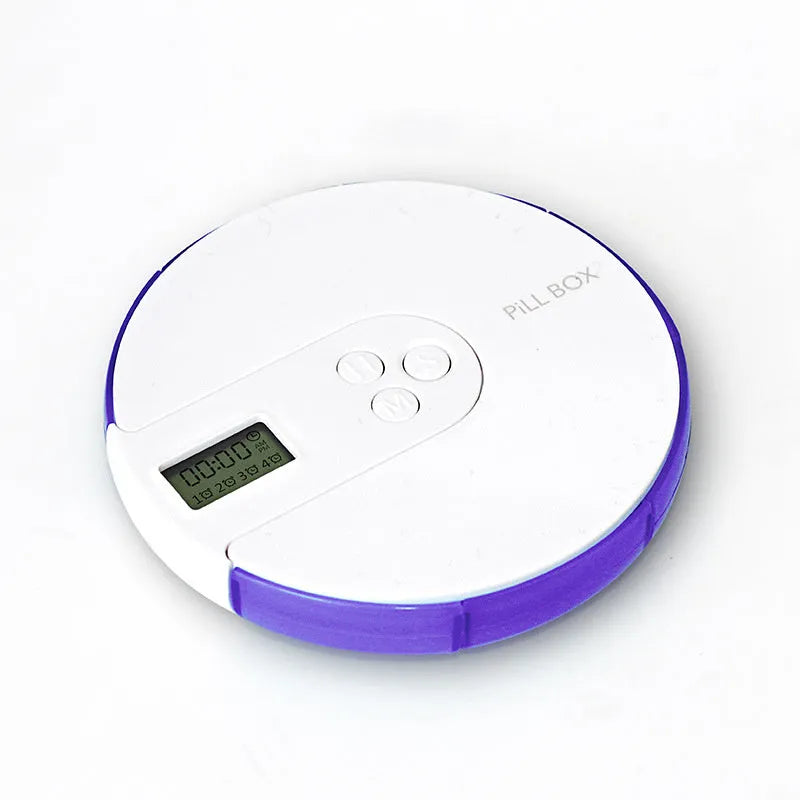 7-compartment alarm clock pill dispenser with medication reminders in multiple colour options