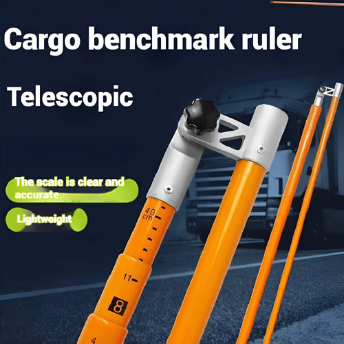 Telescopic cargo truck height measuring rod showing extended glass fibre construction with clear scale markings