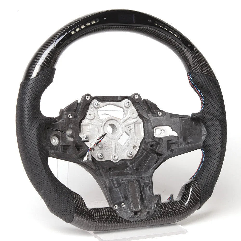Black carbon fibre BMW steering wheel with LED display and heating for X3 X5 models