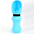 A folded flat and an unfolded silicone pet travel bowl showing its collapsible design.