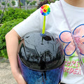 Silicone sunflower helmet decoration with suction cup on a motorcycle helmet.