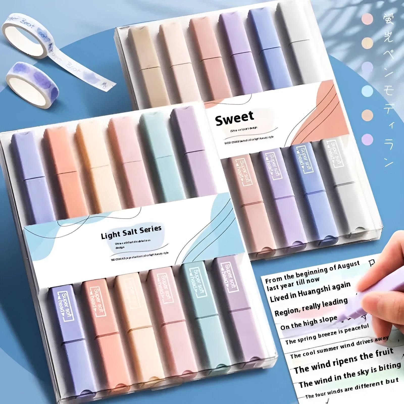 Double-ended fluorescent marking pens in mixed colour pack and themed Salt and Sweet series.