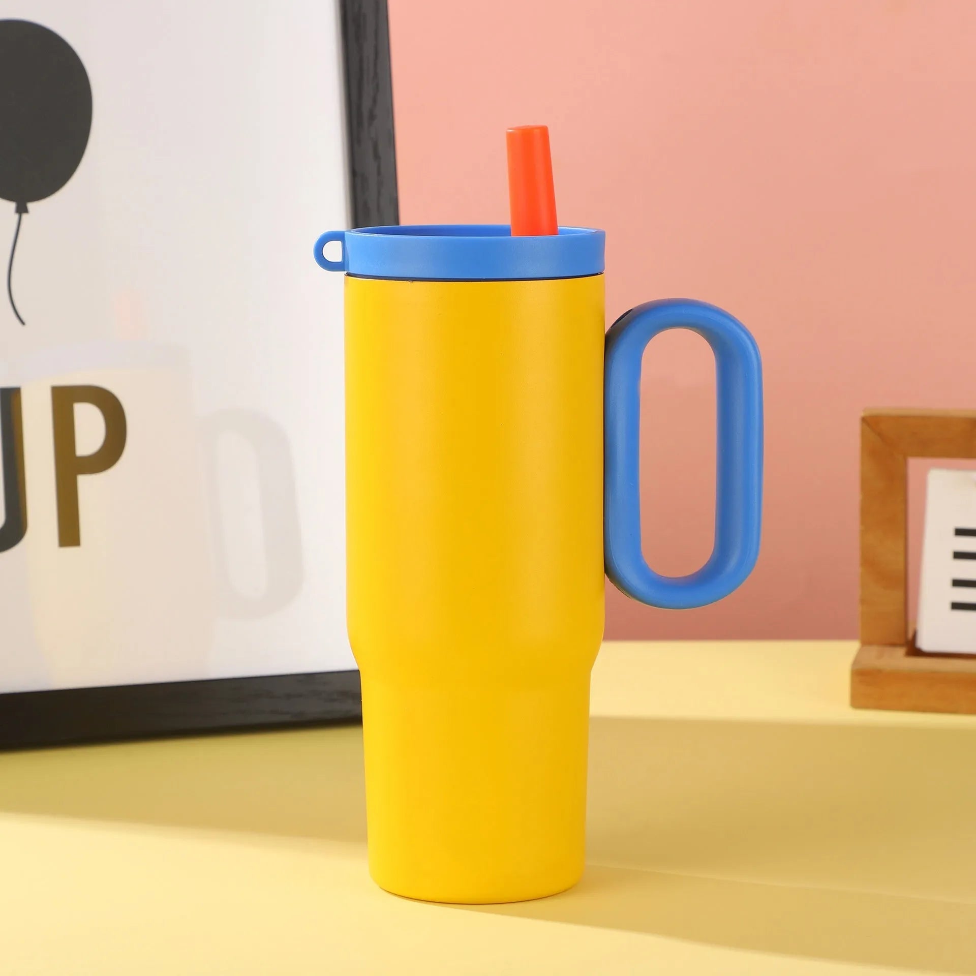 DIY Vitality 7-inch portable straw cup cooler with handle in multiple colour options