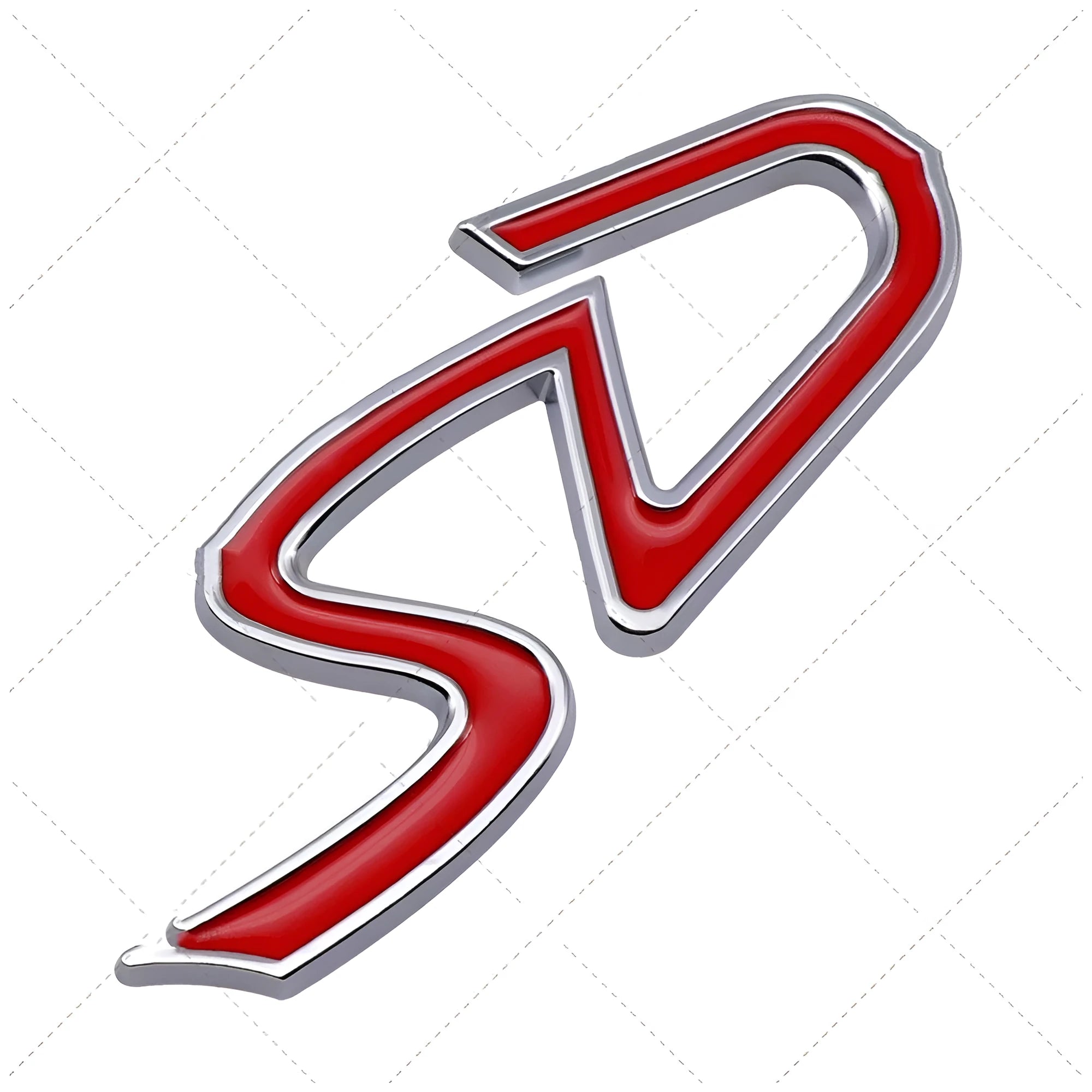 SD D metal car bumper stickers in red silver and red black colour variations showing three size options