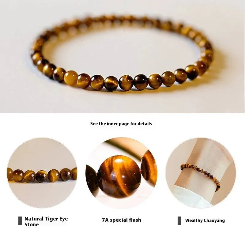 Handmade Tigereye New Chinese style geometric bracelet with round beads