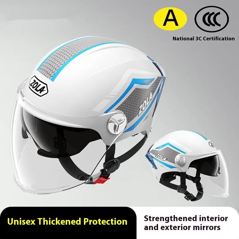 3C-certified ABS plastic motorcycle half helmet shown in a light brown double mirror colour.