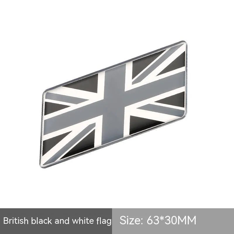 Aluminium car sticker flag emblem showing national flag design in parallelogram shape