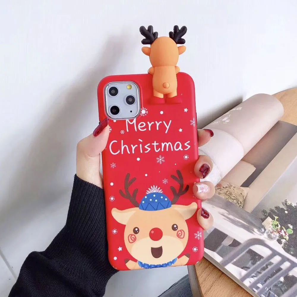 Christmas themed silicone phone case for iPhone with holiday designs