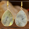 Women's water drop pendant earrings with natural stone in retro high-profile design
