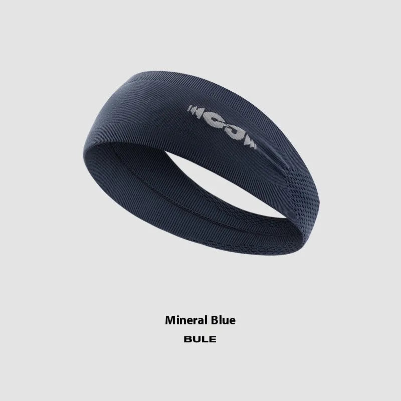 Seamless knitted exercise hair band in classic black shown stretched slightly to demonstrate elasticity