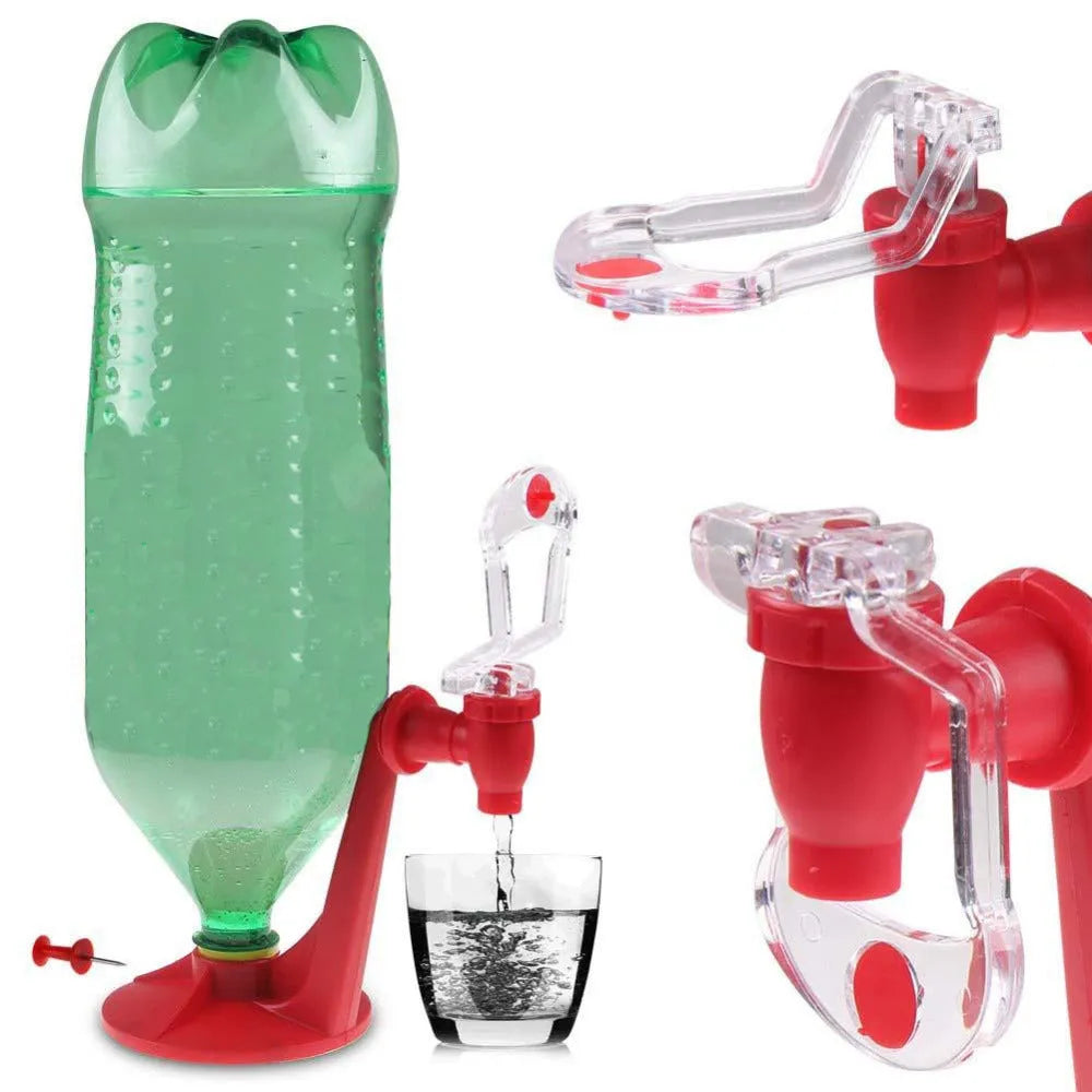 Red plastic Magic Tap soda dispenser accessory for 2-litre bottles