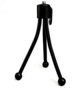Small silver iron mini tripod with ball head, shown folded next to an iPhone for scale.