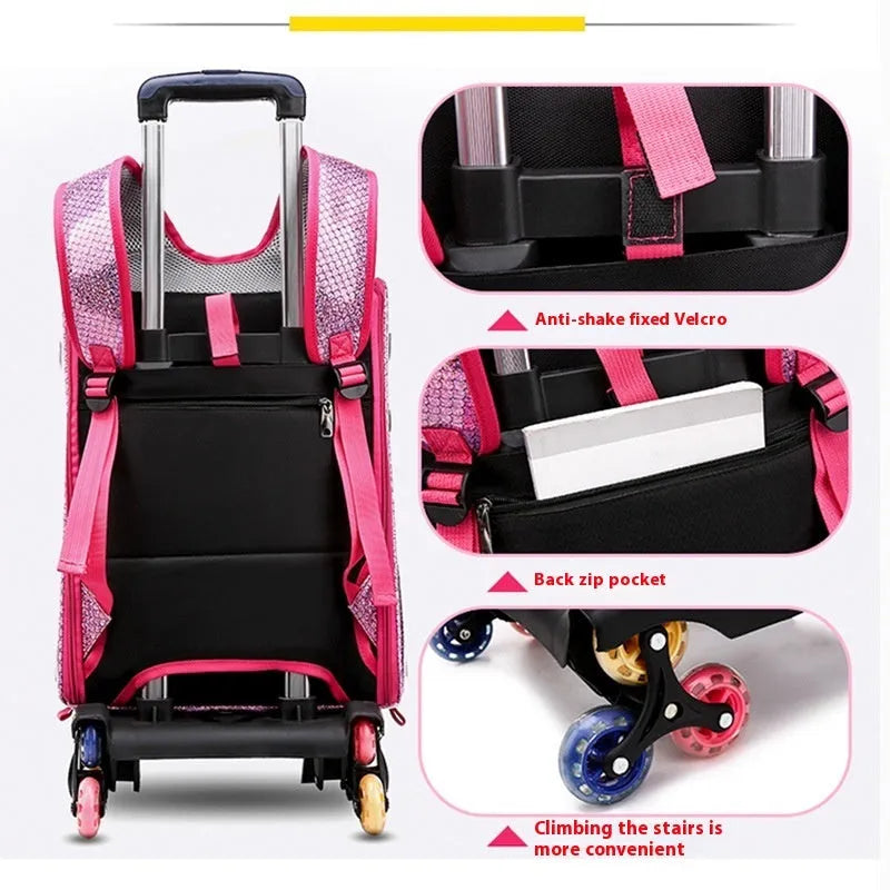 Blue transparent pet trolley bag with folding shoulder strap for small dogs and cats