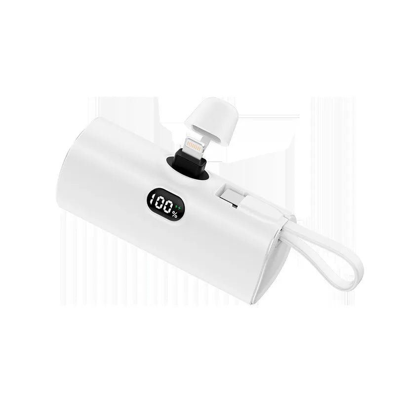 Capsule-shaped wireless power bank with digital display in five colour options