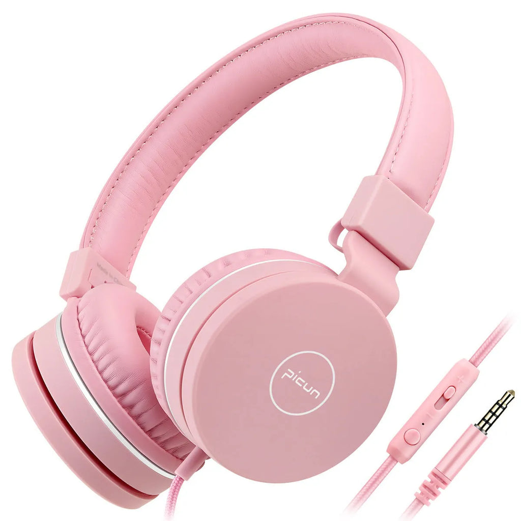 Bengoo C30 wired over-ear headphones with microphone in mint green colour with braided cable