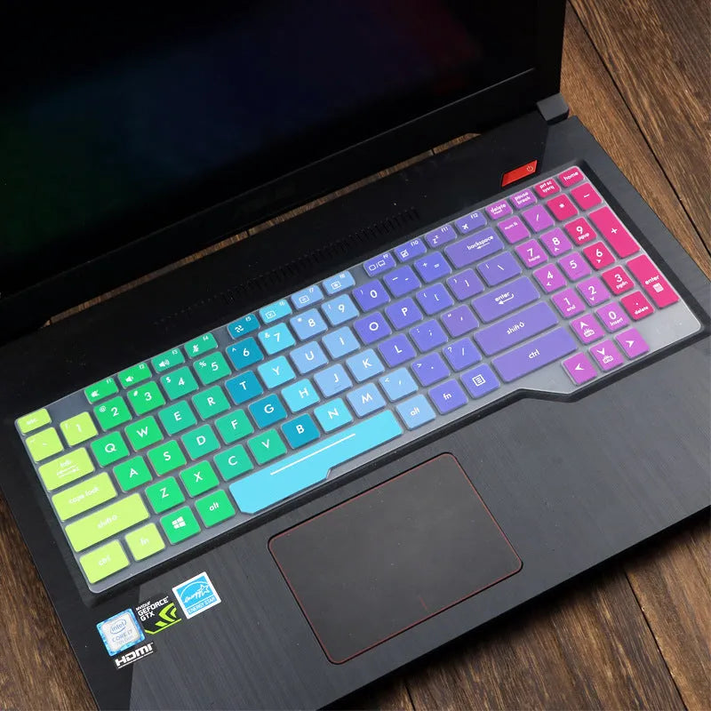 ASUS Flight laptop keyboard protective film cover in multiple colour options on a laptop.